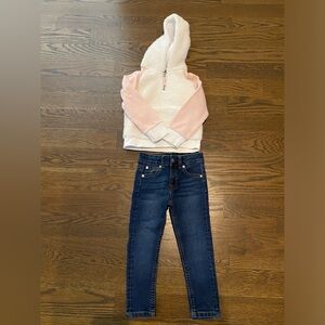 7 for all Mankind Girls Sherpa Pullover & Jeans, Size 4T